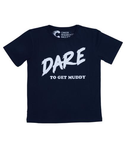 Pretty Muddy Dare To Get Muddy Slogan Kids T-Shirt - Navy
