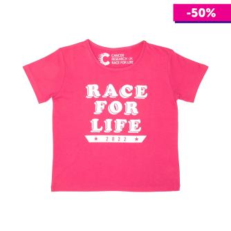 Race for Life 2022 Dated Young Kids T-Shirt - Pink